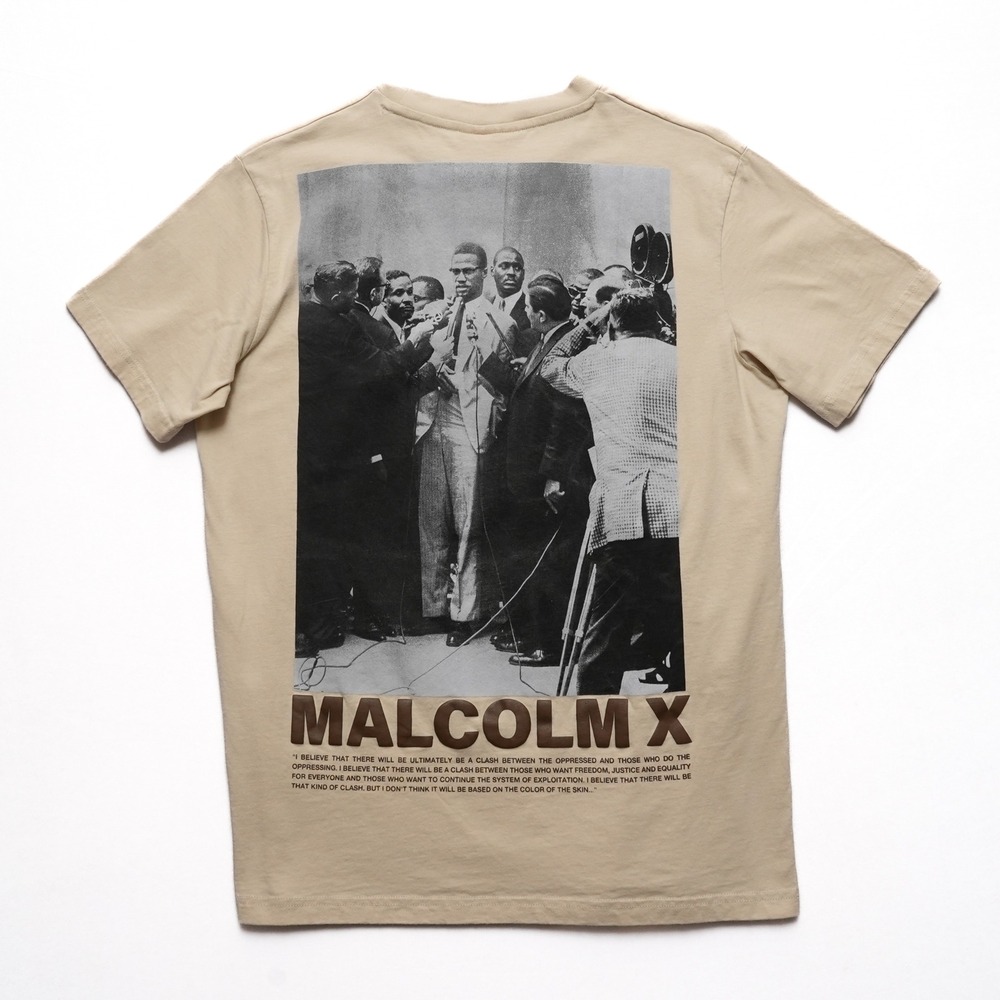 Shoe‎ Palace Malcolm X Graphic Tee Mens S Tan Embroidered Streetwear Shirt